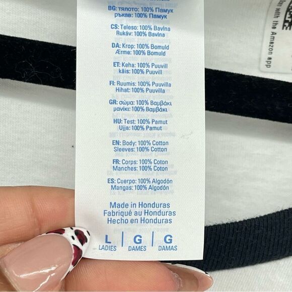 Disney Women’s Mickey & Minnie Mouse Black White Raglan Baseball Graphic Tee L - Picture 8 of 10